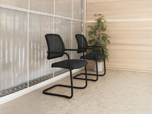 Siège de réunion dossier résille WALK piétement luge, fabriqué en Espagne