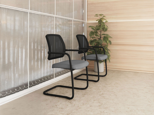 Siège de réunion dossier résille WALK piétement luge, fabriqué en Espagne