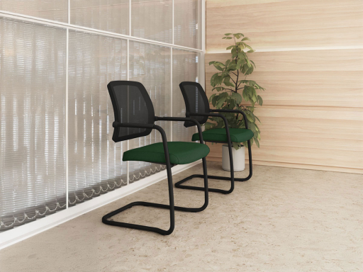 Siège de réunion dossier résille WALK piétement luge, fabriqué en Espagne