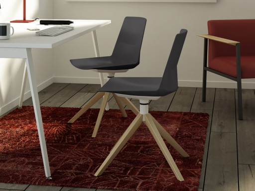 Lot de 2 sièges de réunion pieds bois KRISTY