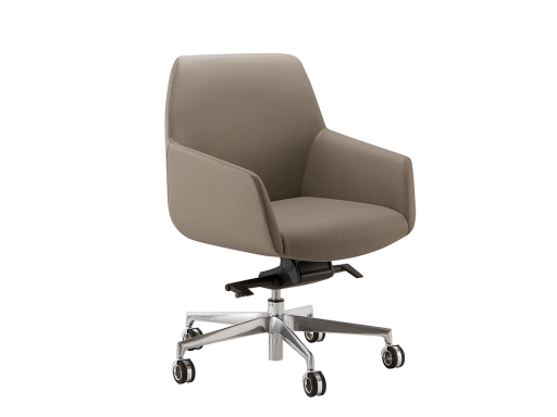 Fauteuil visiteur ou réunion sur roulettes en simili cuir