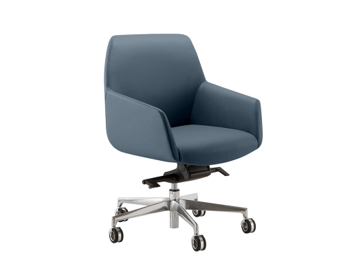 Fauteuil visiteur ou réunion sur roulettes en simili cuir