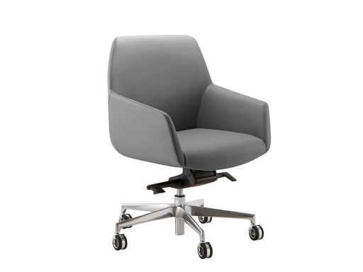 Fauteuil visiteur ou réunion sur roulettes en simili cuir