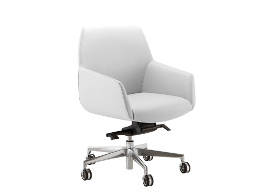 Fauteuil visiteur ou réunion sur roulettes en simili cuir