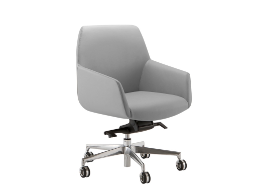 Fauteuil visiteur ou réunion sur roulettes en simili cuir