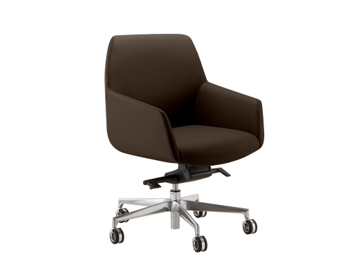 Fauteuil visiteur ou réunion sur roulettes en simili cuir