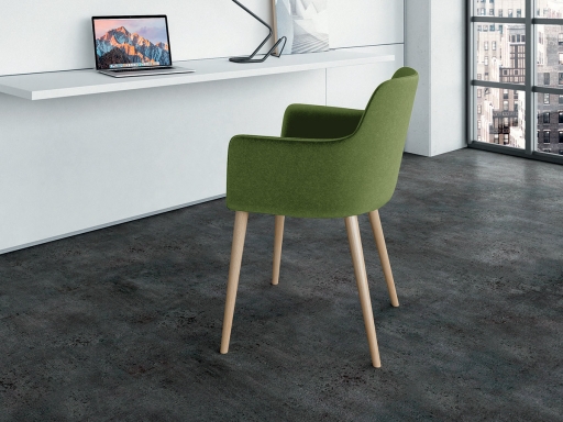 Siège de réunion ESTEL 4 pieds bois style scandinave, fabriqué en Italie