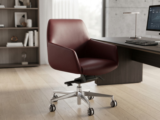 Fauteuil visiteur ou réunion sur roulettes en simili cuir