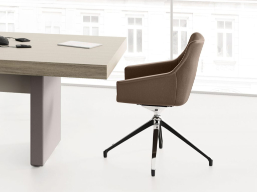 Siège pivotant avec base pyramidale chromé ULYSSE, fabrication italienne