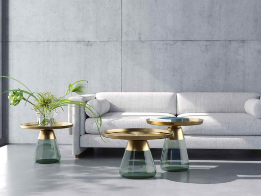 Table basse LUCCIA en acier et en verre