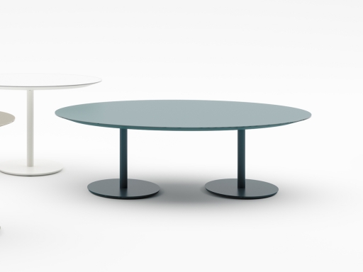 Table basse ovale en verre design avec plateau biseauté