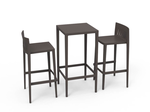 Lot de 2 tabourets hauts d'intérieur ou extérieur avec table, fabrication espagnole