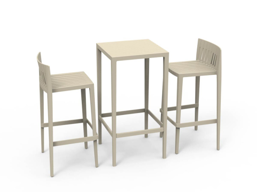 Lot de 2 tabourets hauts d'intérieur ou extérieur avec table, fabrication espagnole