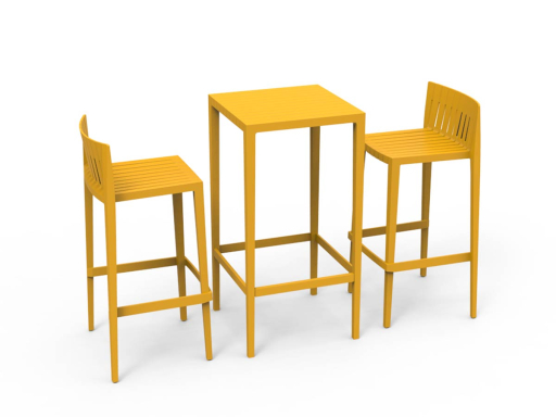 Lot de 2 tabourets hauts d'intérieur ou extérieur avec table, fabrication espagnole