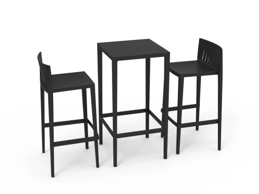 Lot de 2 tabourets hauts d'intérieur ou extérieur avec table, fabrication espagnole