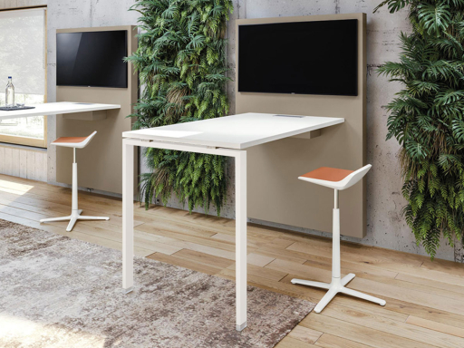 Table connectée haute pour fixation murale en mélaminé