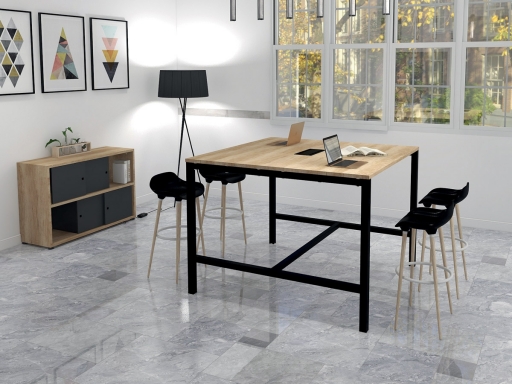 Table haute de coworking en bois, made in France