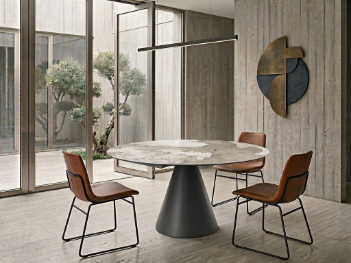 Table extensible ronde/tonneau ETNA en céramique