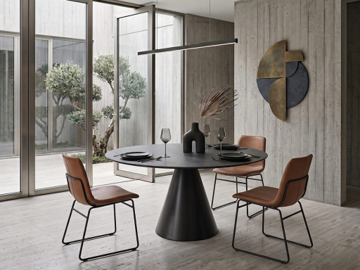 Table extensible ronde/tonneau ETNA en céramique
