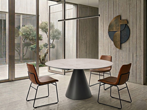 Table extensible ronde/tonneau ETNA en céramique