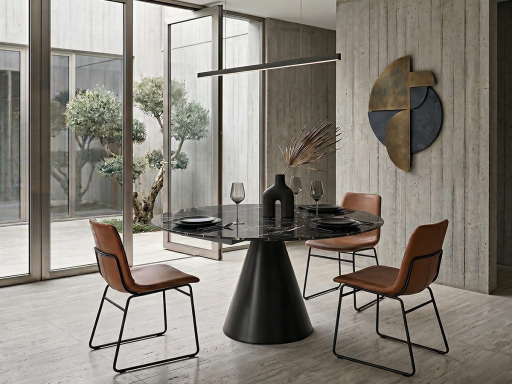 Table extensible ronde/tonneau ETNA en céramique