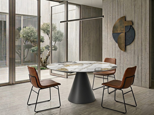 Table extensible ronde/tonneau ETNA en céramique