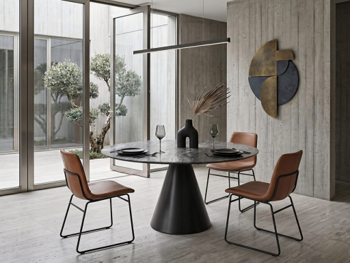 Table extensible ronde/tonneau ETNA en céramique
