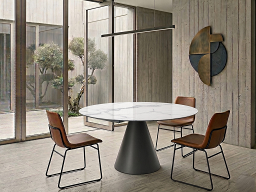 Table extensible ronde/tonneau ETNA en céramique