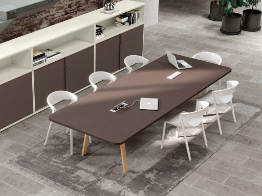 Table de réunion ou coworking, piétement bois