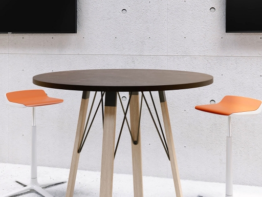 Table de réunion haute ronde KELSO WOOD, fabriqué en Italie