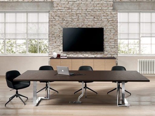 Table de réunion SYRACUSE structure inox brossé poli