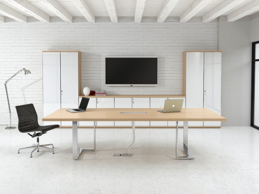 Table de réunion SYRACUSE structure inox brossé poli