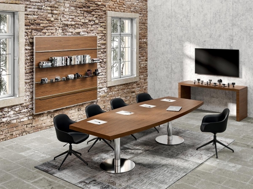 Table de réunion ovale exécutive 8 à 12 personnes, pieds chromés