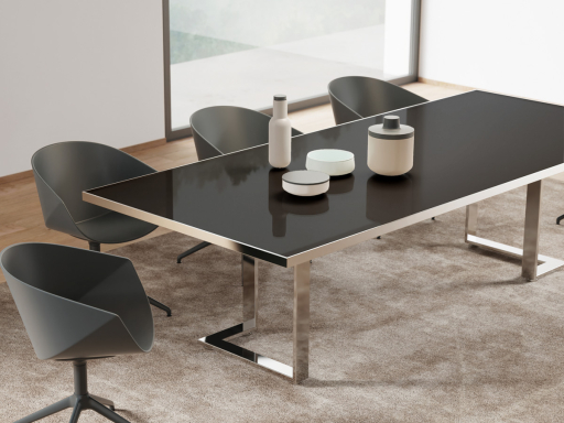 Table de réunion en verre et chrome SYRACUSE, 6 à 10 personnes