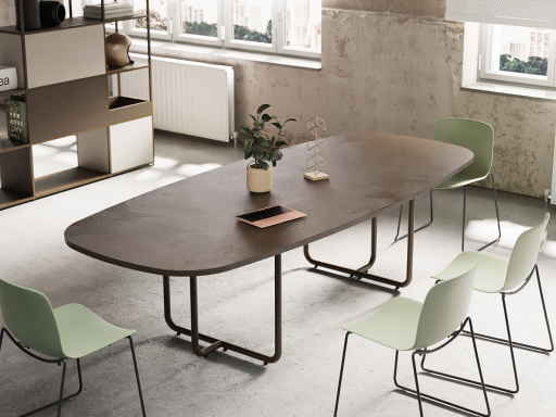 Table de réunion ovale iTAQ design, fabrication italienne