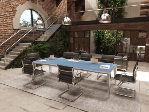 Table de réunion haut de gamme en verre, fabriqué en italie