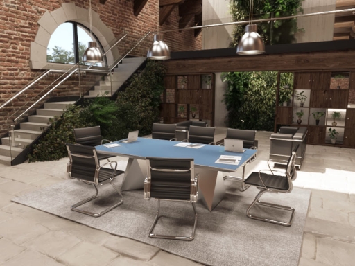 Table de réunion haut de gamme en verre pieds diamants, fabriqué en italie