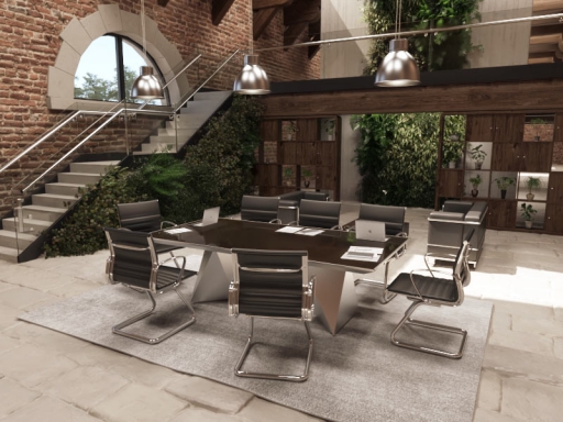 Table de réunion haut de gamme en verre pieds diamants, fabriqué en italie