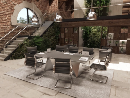 Table de réunion haut de gamme en verre pieds diamants, fabriqué en italie