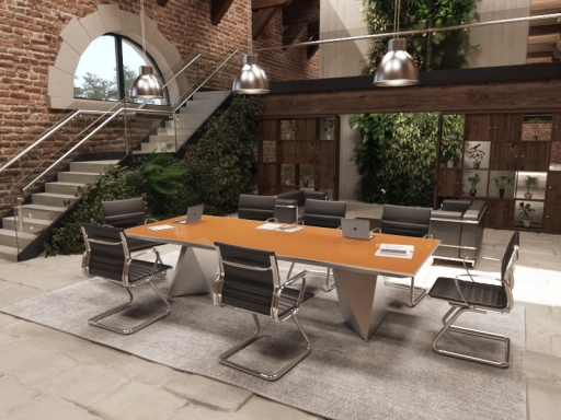 Table de réunion haut de gamme en verre pieds diamants, fabriqué en italie