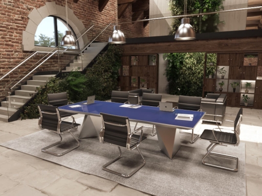 Table de réunion haut de gamme en verre pieds diamants, fabriqué en italie