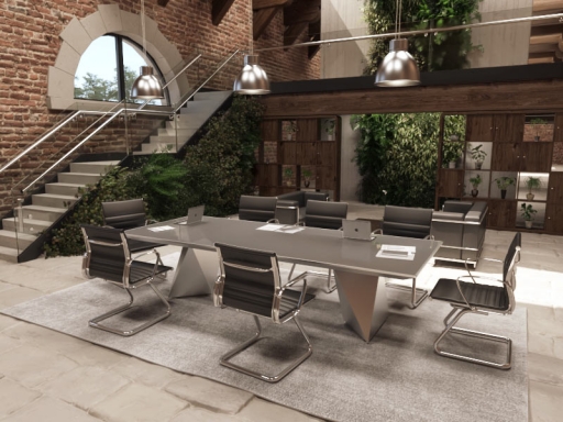 Table de réunion haut de gamme en verre pieds diamants, fabriqué en italie