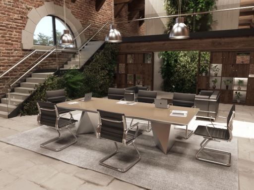 Table de réunion haut de gamme en verre pieds diamants, fabriqué en italie