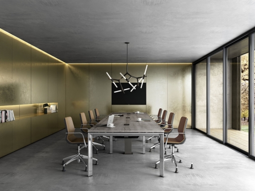 Table de réunion exécutive pieds chromés MARKET P120, table exécutive fabriqué en Espagne