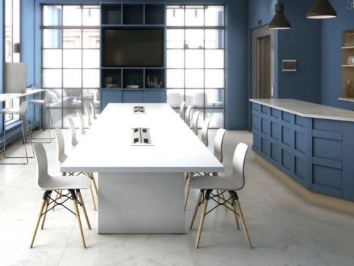 Table de réunion SYLAR avec passage de câbles, fabriqué en espagne