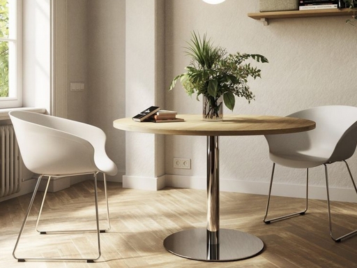 Table de réunion ronde pied chrome ROSS, fabriqué en Espagne