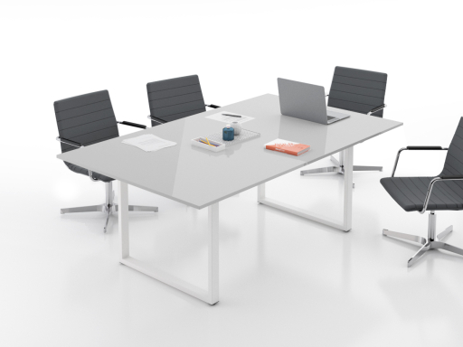 Table de réunion contemporaine 4 à 12 personnes laquée brillant