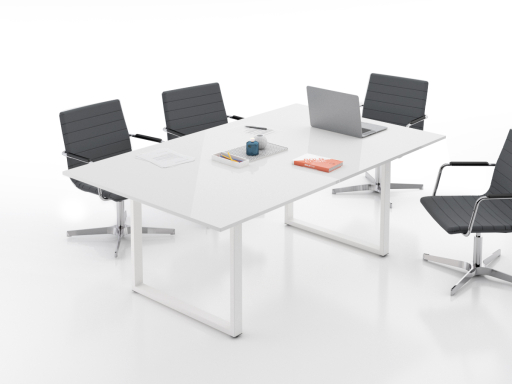 Table de réunion contemporaine 4 à 12 personnes laquée brillant