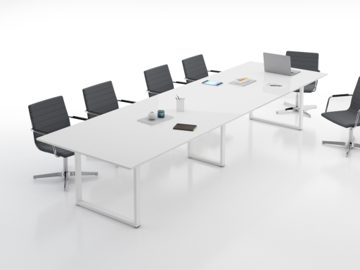 Table de réunion contemporaine 4 à 12 personnes laquée brillant