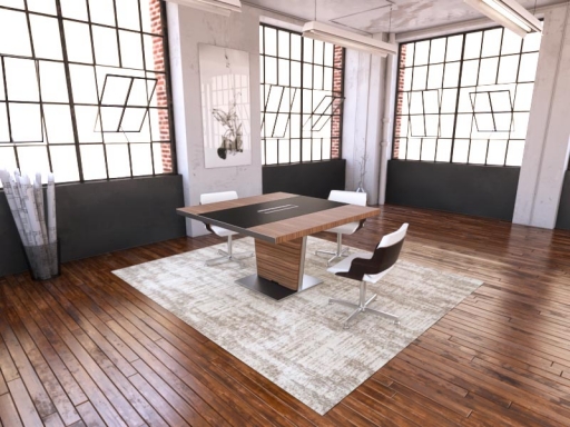 Table de réunion haut de gamme avec insert en cuir